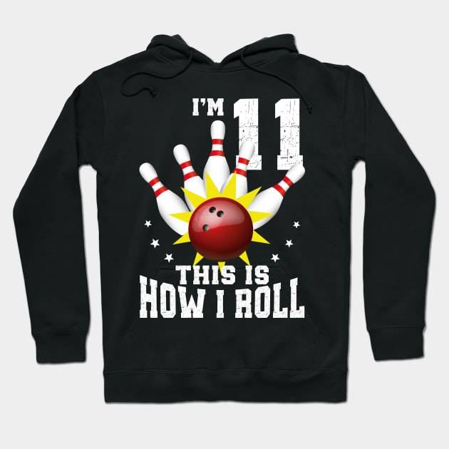 Bowling 11th Birthday Bday Party Kids 11 years Old Bowler Hoodie by Msafi